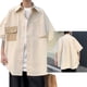 thumbnail image 5 of Camisa con frente abierto para hombre, camisa holgada ajustada con bolsillo con solapa frontal y bloque de Color de un solo pecho para verano, 5 of 8