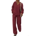 thumbnail image 1 of Conjunto Coordinado PRETTYGARDEN Cuello en V Suelto Rojo Vino Talle S, 1 of 6