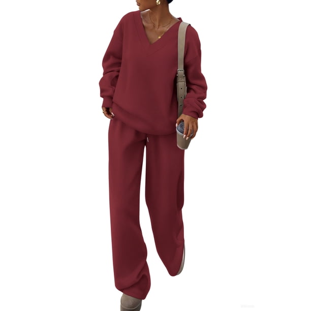 Conjunto Coordinado PRETTYGARDEN Sudadera Cuello V Pantalón Ancho XL