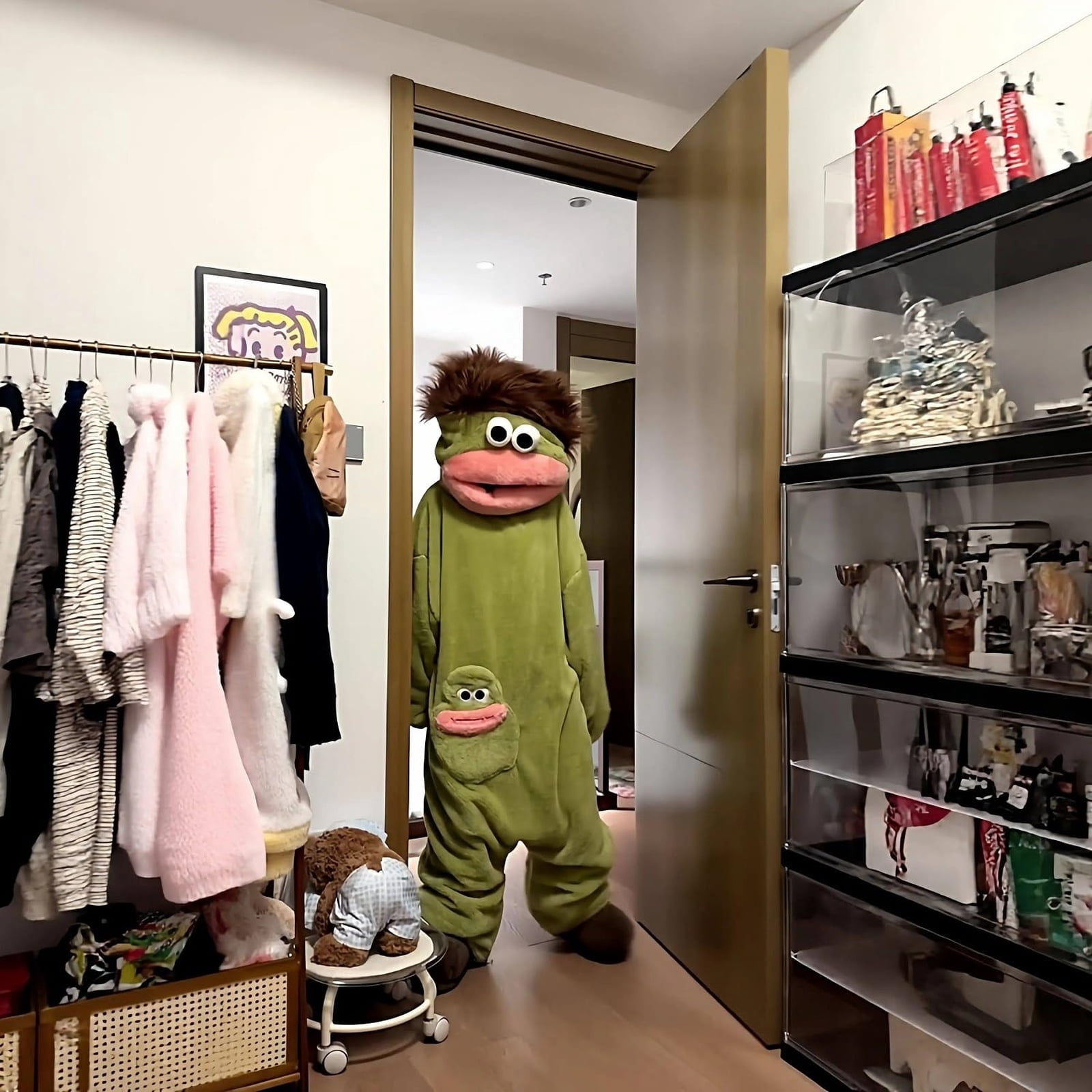 Evdexr Funny Fancy Dress Onesie Pajamas, Oversized Fleece Jumpsuit, Cozy Plush One Piece Sleepwear, Warm Lounge Animal Onesie Costume Green S