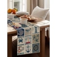 thumbnail image 4 of Summer Nautical Table Runner, Blue Anchor Rudder Crab Whale Patchwork Linen Cotton Linen Kitchen Table Decoration Washable Dining Tabletop Runners for Home Party Decor 16x72 Inches, 4 of 9