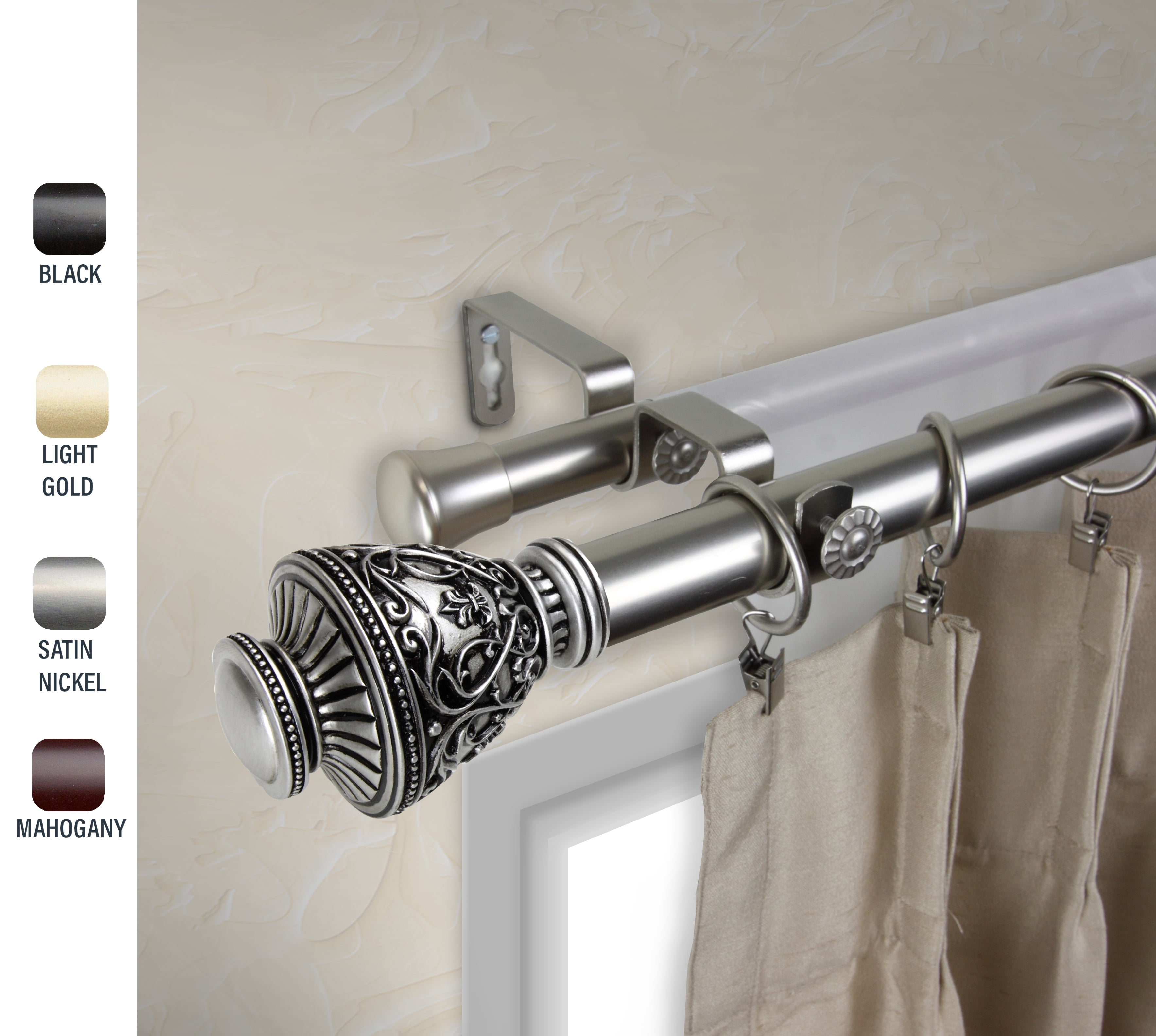 Rona 1" dia. Double Curtain Rod 4884 inches Satin Nickel Walmart