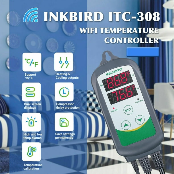 Inkbird Wireless Temperature Controller ITC-308-WIFI ,Heating and