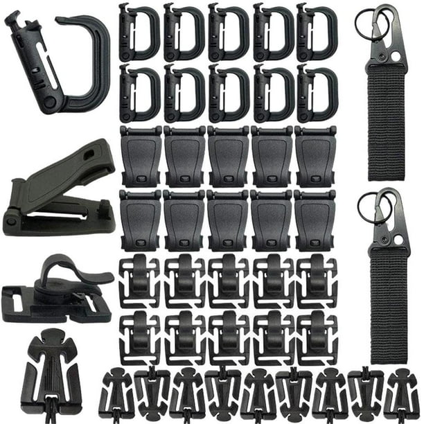 42 Piezas de Clip de engranaje táctico táctico chaleco accesorio Clip de correa para senderismo, viajes, actividades Cola Accesorios de clips de Molle