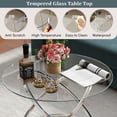 thumbnail image 5 of ASYA Modern Glass Coffee Table, 32’’ Round Center Table for Living Room, Chrome, 5 of 14