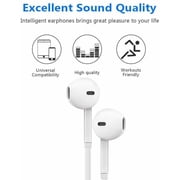 White 3.5mm Earphones Headset Earbuds Wired Handsfree With Mic for iPhone & Android