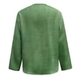 thumbnail image 3 of Ahabrexf Linen Shirts for Women, Solid Color V-Neck Button Down Long Sleeve Loose Fit Casual Linen Blouse Top with Pockets, 1 Pc, 3 of 5