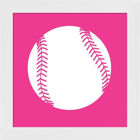 Great Art Now White Softball on Pink by Sports Mania, Framed Wall Art, 14W x 14H