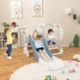 thumbnail image 2 of Costway Toddler Slide and Swing Set 4-in-1 Indoor Playground with Extended Slide & Swing Blue, 2 of 10
