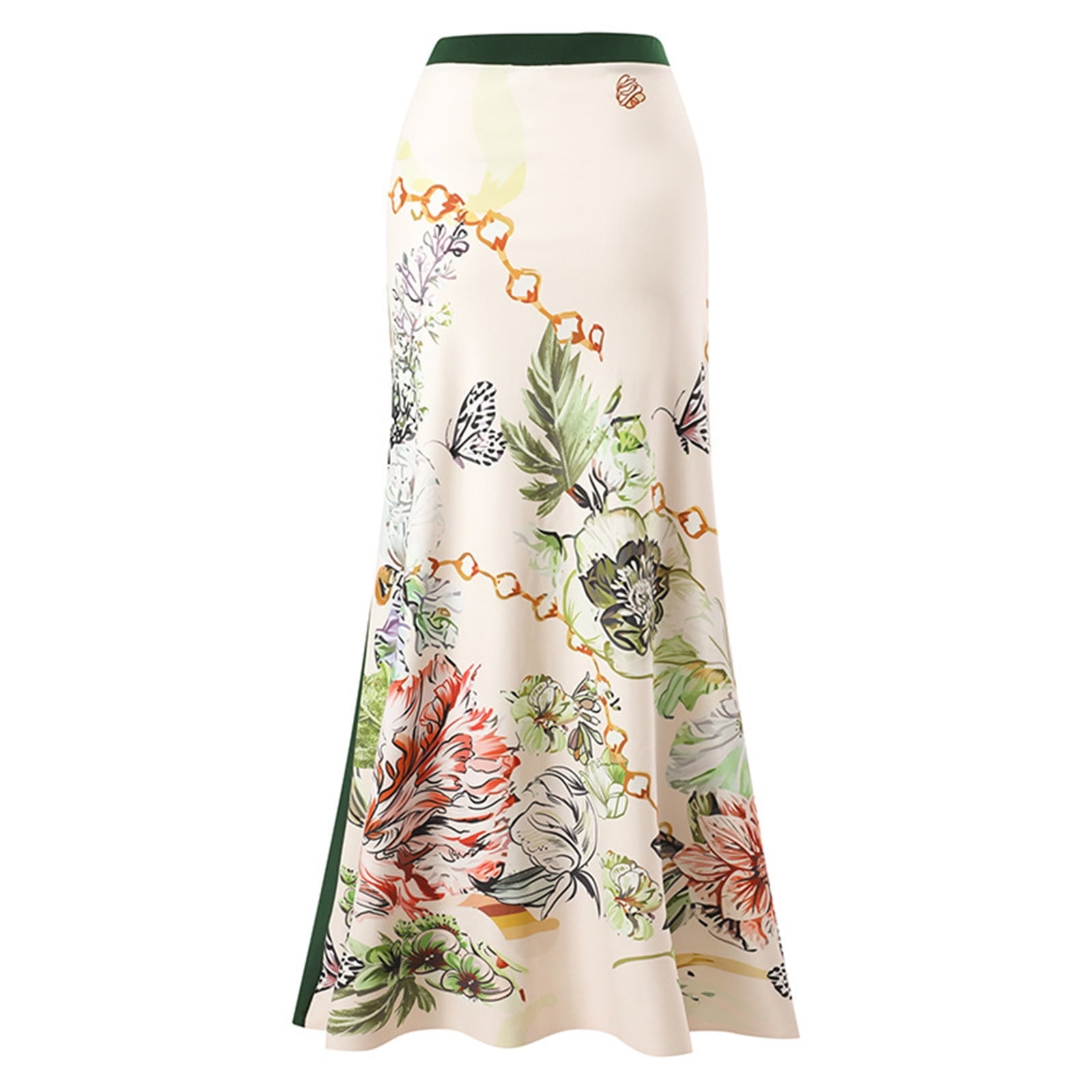ZQGJB Sexy One Piece Tankini Swimsuit with Chiffon Wrap Around Long Skirt for Women Vintage Summer Floral Printed Tummy Control Bathing Suit 2 Piece Set #16-Green M