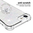 thumbnail image 3 of Funda para iPhone SE 2022/2020 con Brillo Líquido Flotante, Purpurina, Parachoques y Anillo Giratorio Soporte, 3 of 5