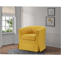 JERFIT Yellow Fabric Accent Chair with Swivel Base, Barrel Style Upholstered Armchair for Living Room, Bedroom, Office