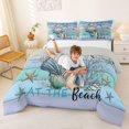 thumbnail image 4 of jejeloiu Life Is Better Print Full Size Comforter Sets Kids,Ocean Coral Starfish Bedding Sets,Reversible,3-Piece, 4 of 8