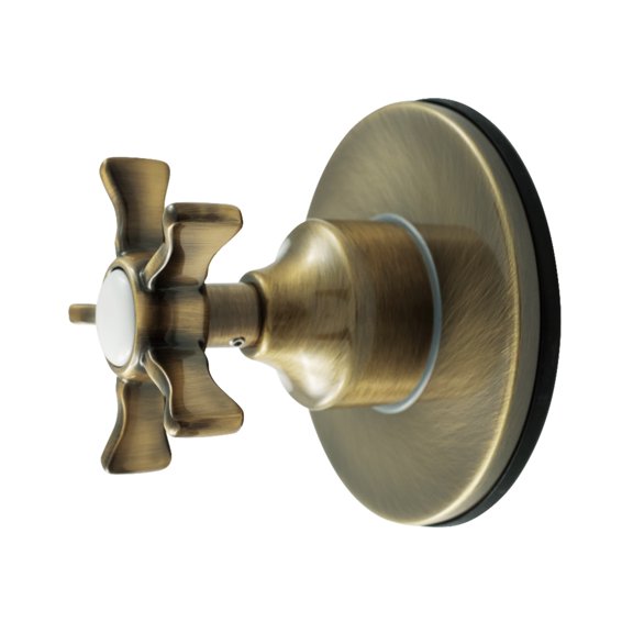 Kingston Brass KS4033NX Hamilton Single-Handle Six-Way Diverter Valve with Round Trim Kit in Antique Brass