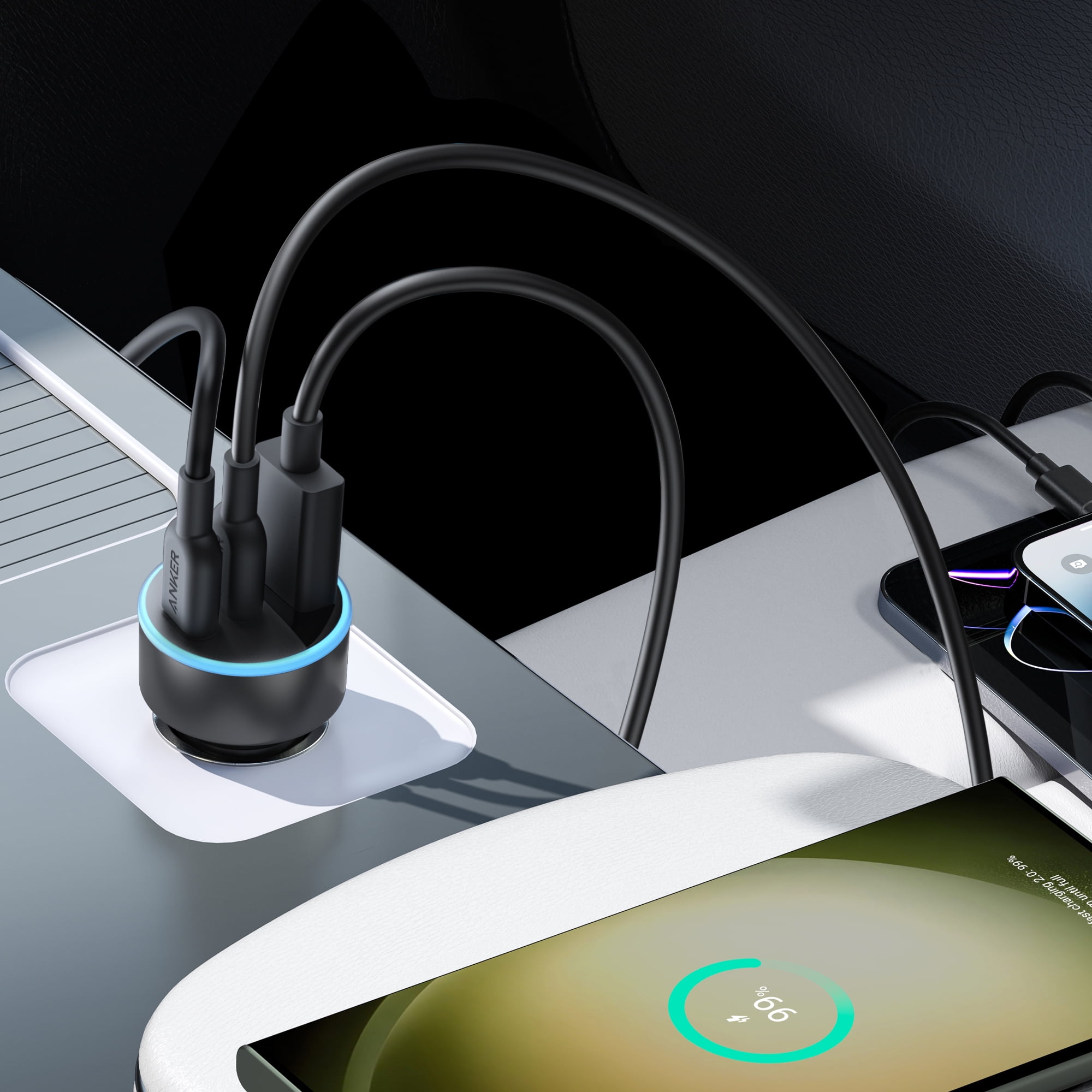 Anker USB-C Car Charger, iPhone 17 Car Charger, 67W 3-Port Compact Fast Charger, 535 Car Adapter with PIQ 3.0 for iPhone 17/16/15/14 Series, Galaxy S25/24/23, MacBook, iPad, and More
