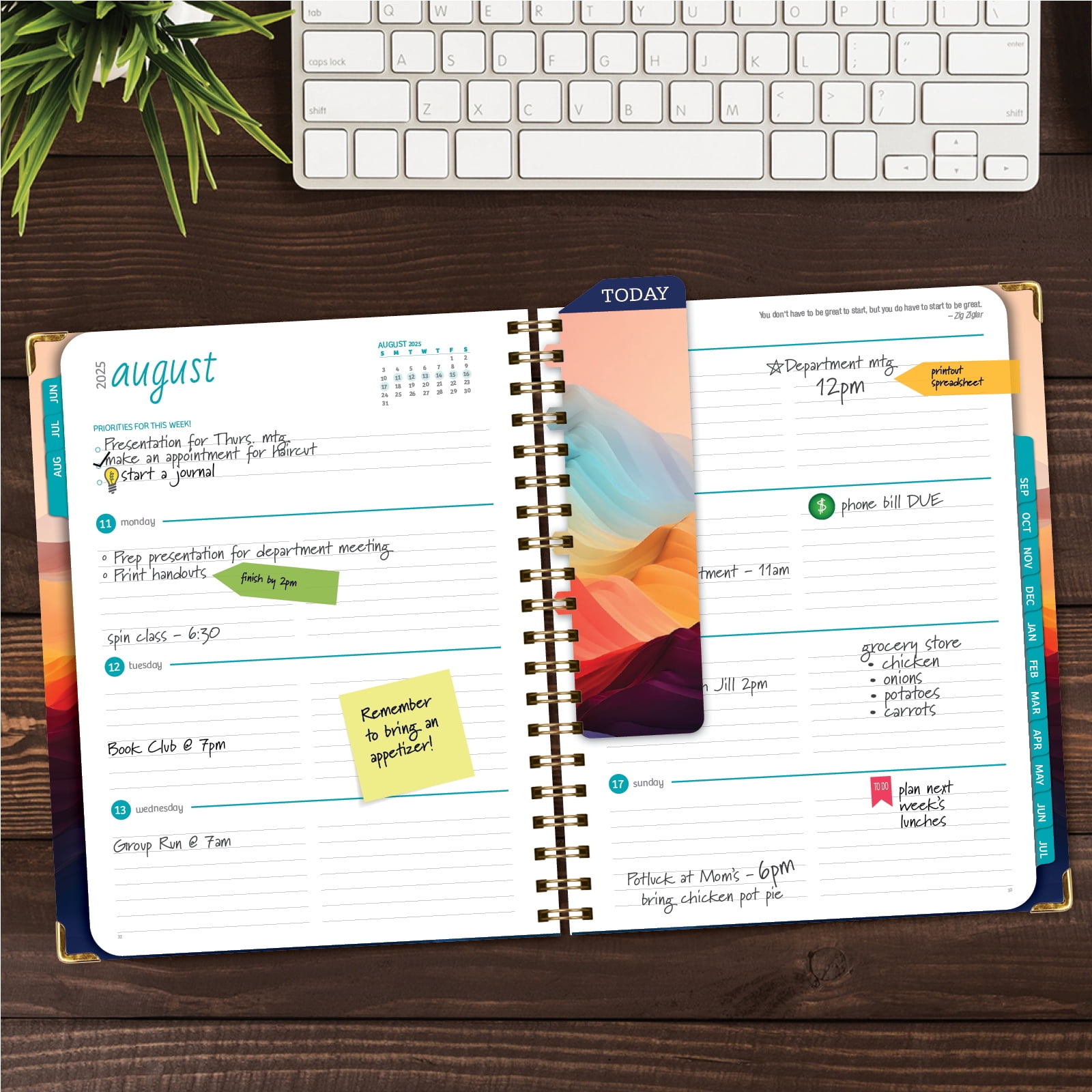 Academic Year 2025-2026 Planner, June 2025 - July 2026, 8.5"x11" Daily Weekly Monthly Planner Yearly Agenda, Hardcover, Bookmark, Pocket Folder and Sticky Note Set (Mountain Majesty)