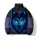thumbnail image 4 of Abrigo de algodón de invierno para hombre, chaqueta informal para hombre, abrigo de algodón con estampado de tigre blanco y pantera negra y ojos azules, ropa para hombre, chaquetas para hombre, 4 of 5