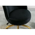 thumbnail image 5 of Makeup Vanity Chair, Velvet Accent Chair Office Chair Adjustable with Swivel Wheels for Bedroom Computer, Black, LJ1036, 5 of 9