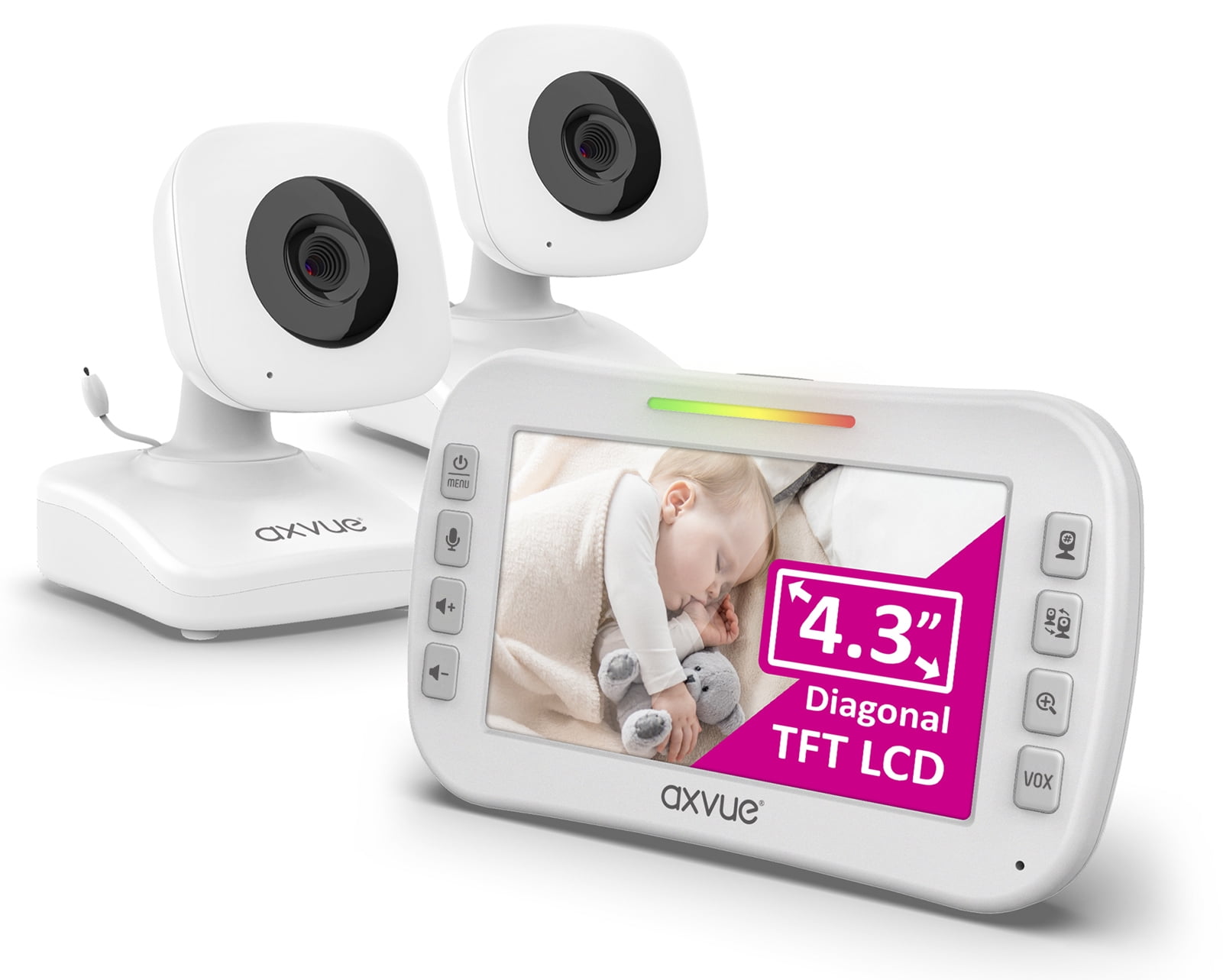 AXVUE E632 Video Baby Monitor with Two Cameras and 5 LCD Tempe... Night Vision 