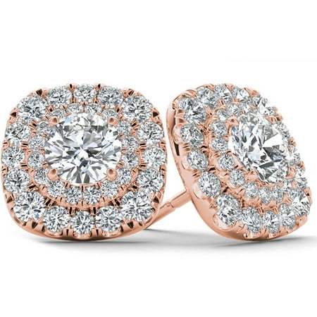Imperial 1/2 Carat T.W. Diamond 10kt Rose Gold Double-Halo Stud Earrings