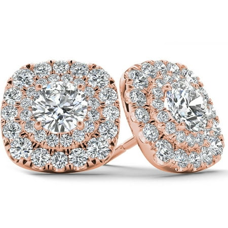 1/2 Carat T.W. Diamond 10kt Rose Gold Double-Halo Stud Earrings