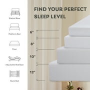 MLILY Ego White 8 inch Memory Foam Mattress, Twin Size Mattress in a Box, Medium Firm