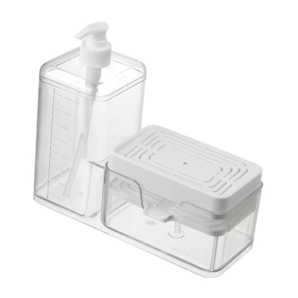 Dispensador de jabón y soporte para estropajo 3 en 1 (estropajo incluido) Fregadero dispensador de jabón para lavado de cocina, compacto, duradero y