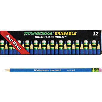 Ticonderoga Erasable Checking Pencils Blue Pre-Sharpened with Eraser Pack of 12-1 Pack 