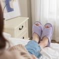 thumbnail image 5 of Goewy Women's Open Toe Slippers with Memory Foam, Anti-Skid Indoor Outdoor House Shoes, Fuzzy Corduroy, Purple, Size 11-12, 5 of 5