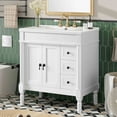 thumbnail image 2 of viswild 30" Bathroom Vanity with Ceramic Sink, Soft Close Doors & Drawers, Solid Wood Storage Cabinet, U Shelf, Modern Design, White, 2 of 10