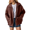thumbnail image 2 of NOLDARES Womens Leather Jackets Oversized Motorcycle Moto Biker Coat Fall Outfits Fashion Clothes 2024(Brown,XL), 2 of 8