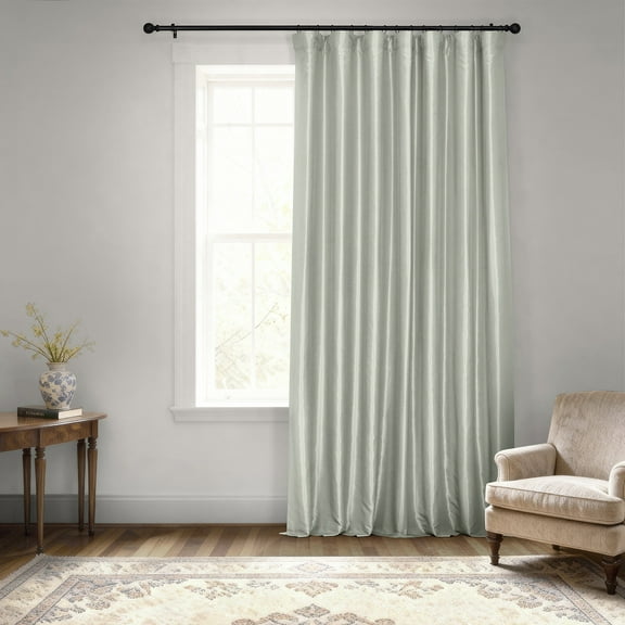 Half Price Drapes Extra Wide Silver Faux Silk Blackout Curtains for Bedroom(1 Panel), 100WX 96L