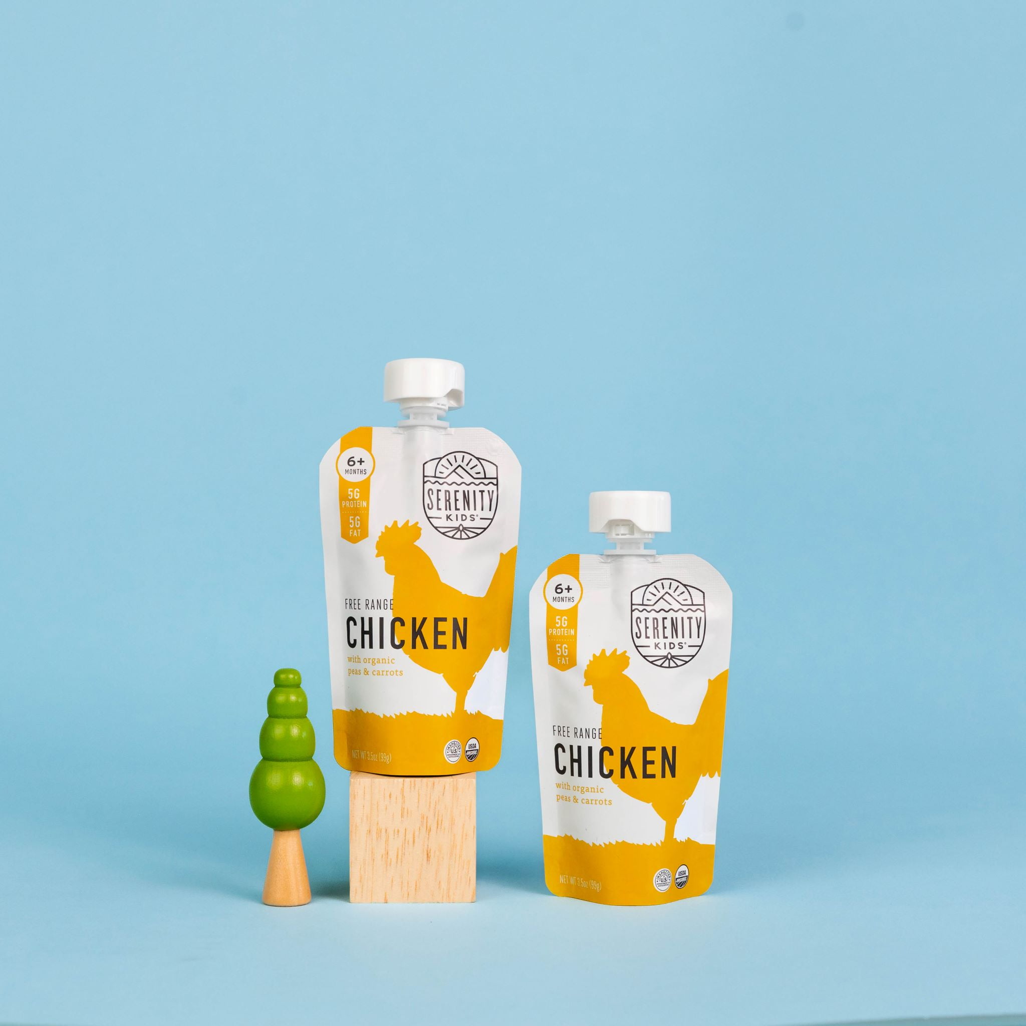 Serenity Kids Free Range Chicken Stage 2 Baby Food Organic Peas & Carrots, 3.5oz Pouch (6 Pack)