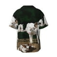 thumbnail image 2 of JUNZAN Mens Casual Button Down Shirts Short Sleeve Cute Goat Baby Print Shirt-Large, 2 of 7
