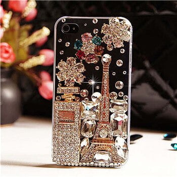 Funda brillante con diamantes para iPhone, carcasa bonita con Perfume de la Torre Eiffel, para modelos 14, 13, 12, 11 Pro Max, XR, XS, X, 6, 6s, 8, 7 Plus, Mini, 5s, 5, SE, 2020 Fivean unisex
