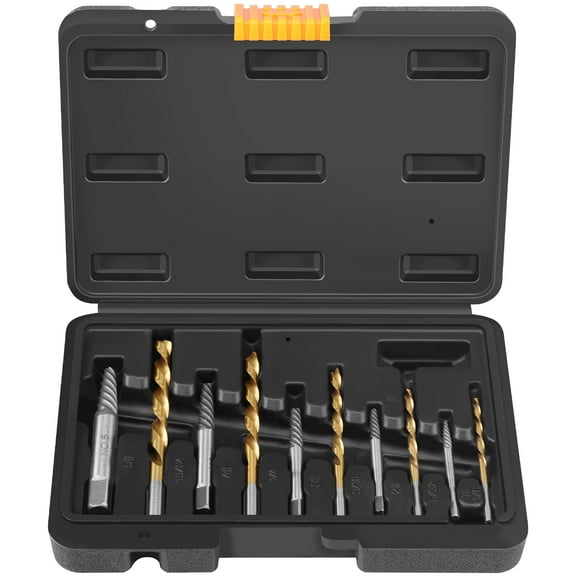 Screw Extractor Set with Left Hand Drill Bits HSS Steel Precision Control Broken Nut Bolt Extractor Multipurpose Damaged Screw Removal Kit Efficient for Car