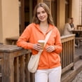 thumbnail image 6 of Women's Full Zip Up Hoodies Long Sleeve Hooded Sweatshirts Solid Color Jacket with Front Pocket, 6 of 7