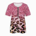 thumbnail image 5 of Hauts d'Été Grande Taille pour Femmes Mode Décontractée Confortable Col en V Zip Imprimé Manches Courtes Blouse T-Shirt Col en V Femmes en Solde, 5 of 5