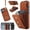 Brown (Long Shoulder Strap+Short Wrist Strap), variant on for iPhone 17 Wallet Case, Crossbody Purse with Wrist Strap Lanyard Handbag, RFID Blocking Card Holders, 360 ° Rotation Ring Kickstand, Pink/Beige/Black/Purple