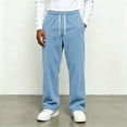 thumbnail image 4 of Ozmmyan Mens Casual Corduroy Sweatpants Elastic Waist Drawstring Straight Leg Trousers with Pockets Winter Warm Pants, 4 of 6