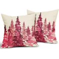 thumbnail image 2 of Christmas Tree Pillow Covers 16x16 Set of 2 Xmas Rustic Nature Themed Hot Pink Forest Decorative Outdoor Pillowcases Winter Gift Holiday Farmhouse Throw Cushion Case Decor for Couch Sofa Bed, 2 of 6