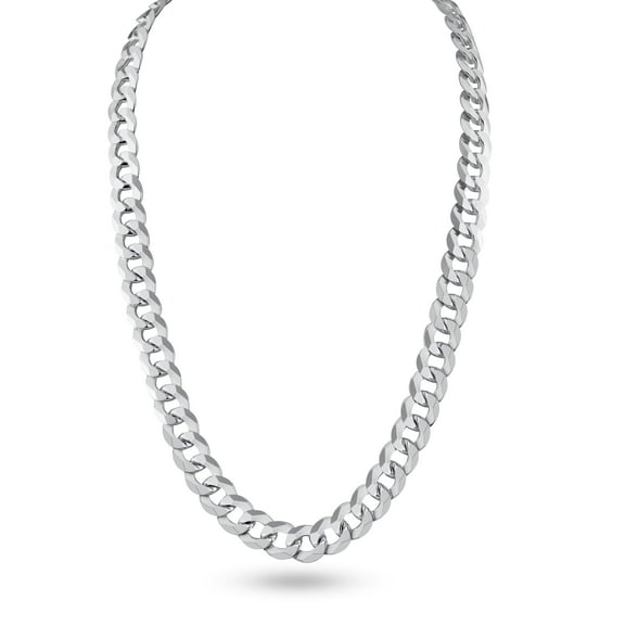 Sterling Silver 925 High Polished Curb 250 Chain 8.6mm Made in Italy 28" Jewelry Female Unisex