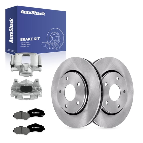 AutoShack Front Vented Brake Rotors   Premium Ceramic Pads   Calipers 8-PC Brake Kit Replacement for 2009-2011 Dodge Journey 11.89" (302 mm)