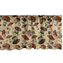 Ambesonne Forest Window Valance, Graphical Woodland Mushrooms, 54" X 12", Pale Camel Multicolor