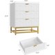 thumbnail image 5 of Moderno 3-cajón de anchura chest cómoda con gold metal legs y handles wood almacenamiento organizer para dormitorio sala de estar y hallway blanca, 5 of 7