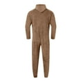 thumbnail image 5 of Lovskoo Men's Hooded Onesie Pajamas Romper Fuzzy Fleece Zip Up Jumpsuit Long Sleeve Fall Winter Warm Long Pants One Piece Sleepwear Khaki 3XL, 5 of 5