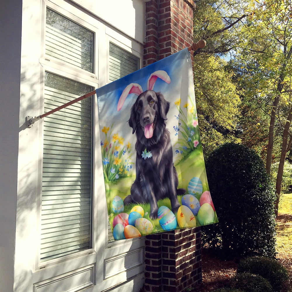 Flat-Coated Retriever Easter Egg Hunt House Flag 28 in x 40 in