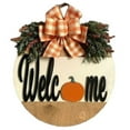thumbnail image 2 of Aminojy Front Door Welcome Sign Hanging Thanksgiving Fall Welcome Sign 12 Inches Rustic Pumpkins Front Door Decor with Handmade Bow Knot Round Wood Hanging Welcome Sign Porch Decorations, 2 of 9