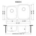 thumbnail image 3 of Ruvati 32-inch Undermount 40/60 Double Bowl 16 Gauge Kitchen Sink, 3 of 12