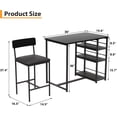 thumbnail image 4 of Ourlova Dining Table Set for 2 36 Inch High Top Kitchen Table Set with 3 Storage Shelves 2 Bar Stools with Backrest Space-Saving 2 Person Dining Table for Small Spaces Apartment Kitchen Table Studio, 4 of 7